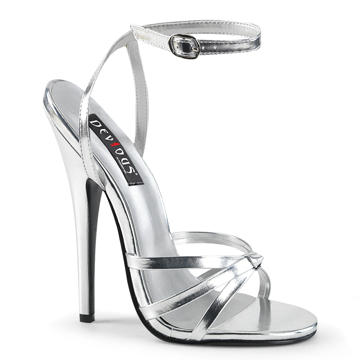Devious Sandalias para mujer DOMINA-108 PU de plata metálica