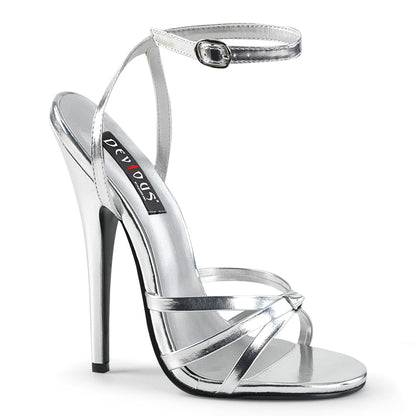 Devious Sandalias para mujer DOMINA-108 PU de plata metálica