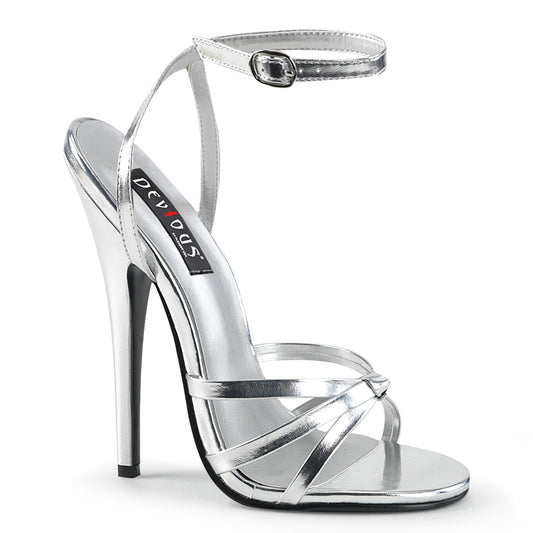 Devious Sandalias para mujer DOMINA-108 PU de plata metálica