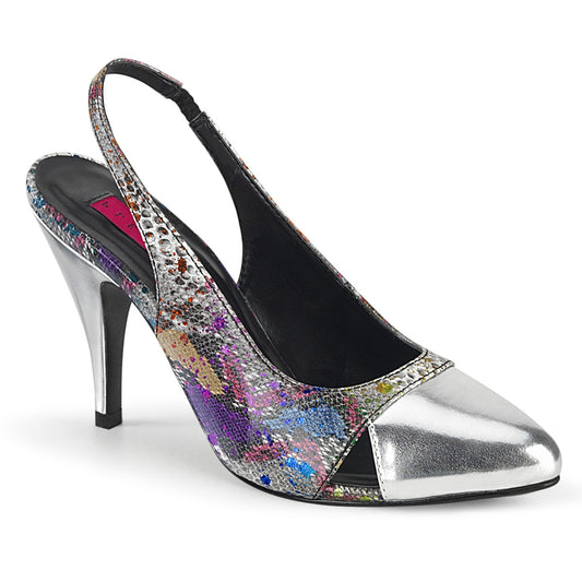 Pleaser Pink Label Bombas para mujer DREAM-405 PU de impresión de serpientes multicolor-SLV Metallic PU