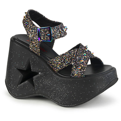 DemoniaCult Womens Sandals DYNAMITE-02 Blk Multi Glitter