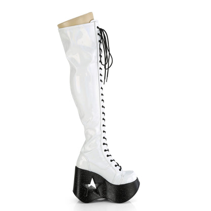 DemoniaCult  Botas DYNAMITE-300 wht estiramiento holo