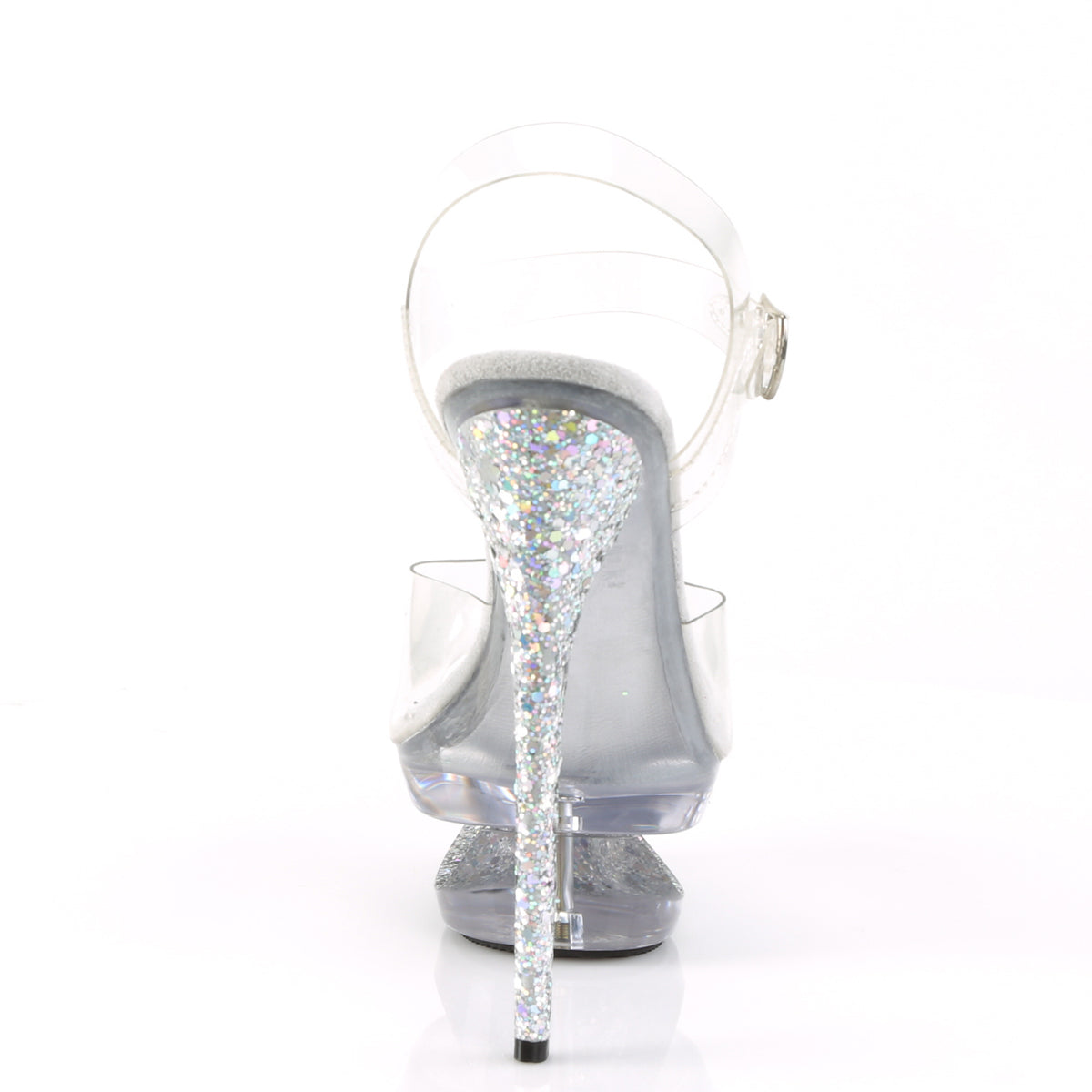 Pleaser Womens Sandals ECLIPSE-608GT Clr/Slv Multi Glitter-Clr