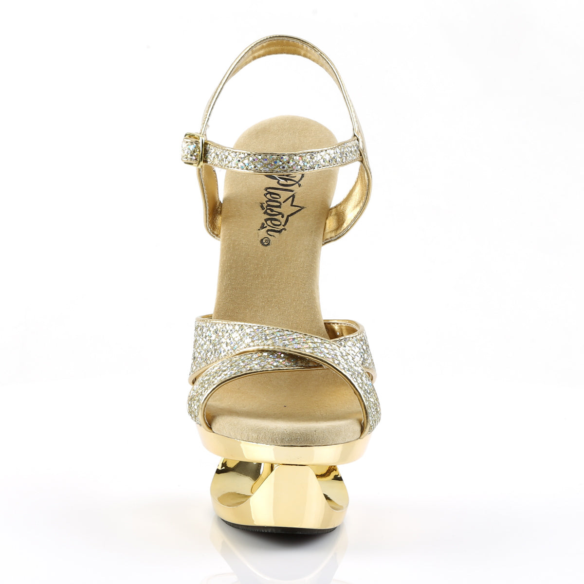 Pleaser Womens Sandals ECLIPSE-619G Gold Multi Gltr/Gold Chrome