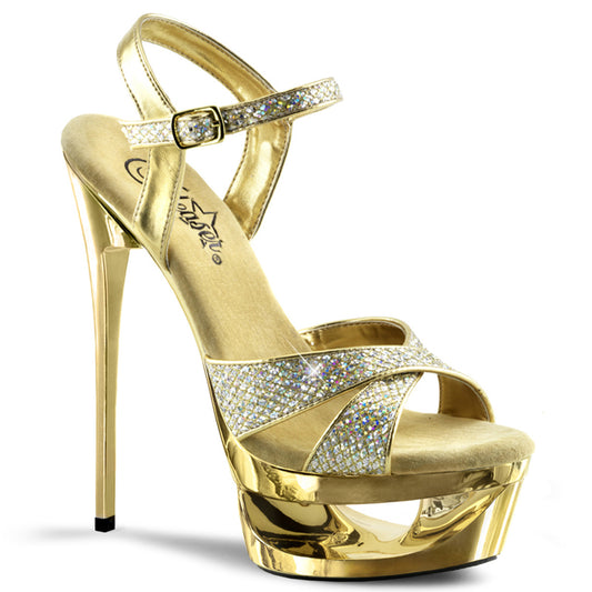 Pleaser Womens Sandals ECLIPSE-619G Gold Multi Gltr/Gold Chrome