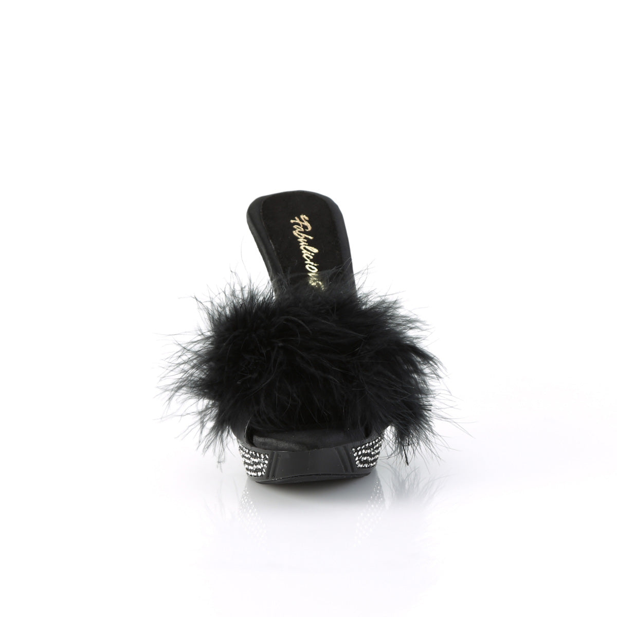Fabulicious   ELEGANT-401F Blk Marabou-Faux Leather/Blk