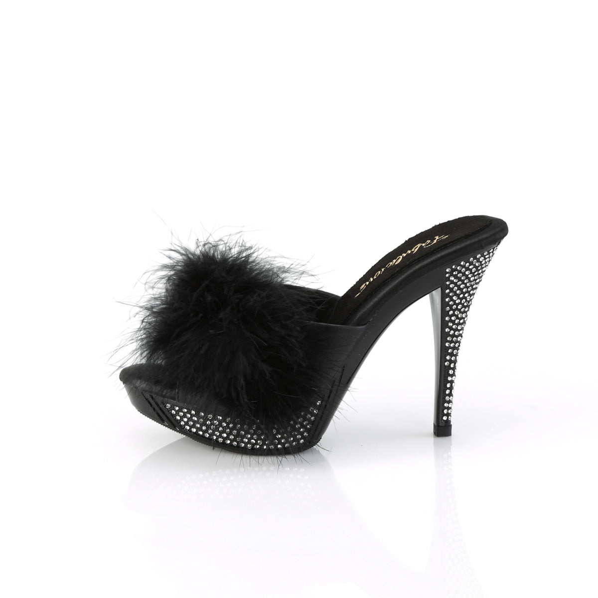 Fabulicious   ELEGANT-401F Blk Marabou-Faux Leather/Blk