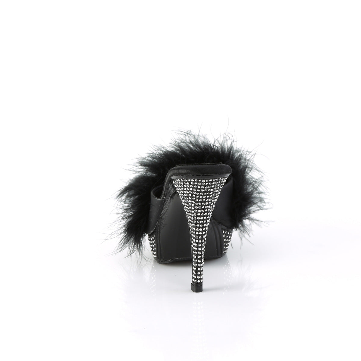 Fabulicious   ELEGANT-401F Blk Marabou-Faux Leather/Blk