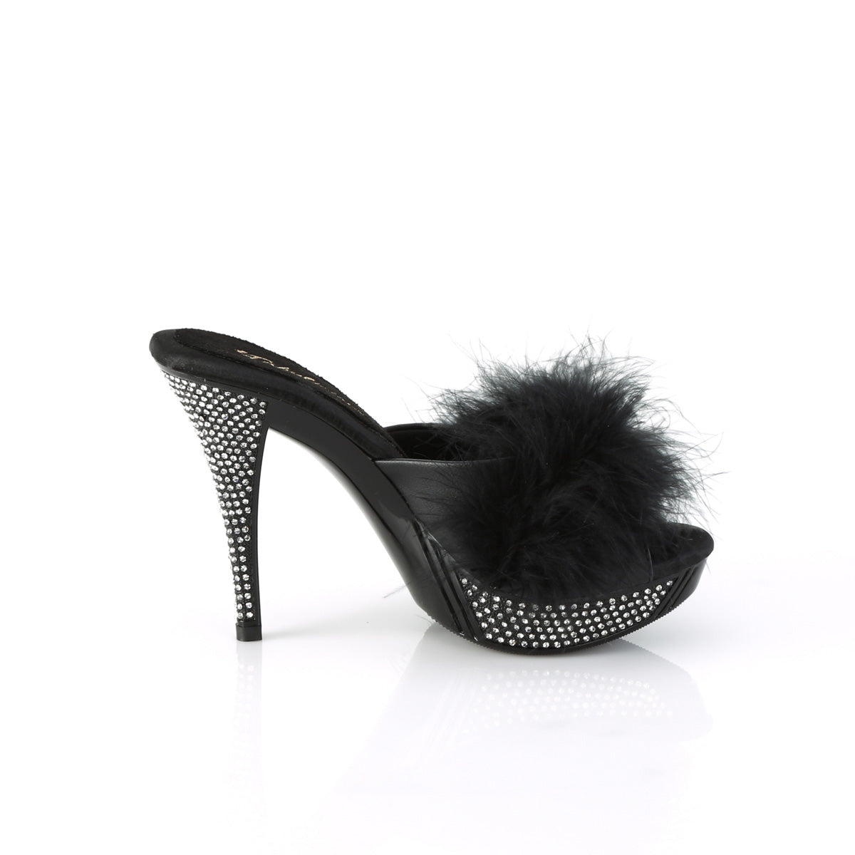 Fabulicious   ELEGANT-401F Blk Marabou-Faux Leather/Blk