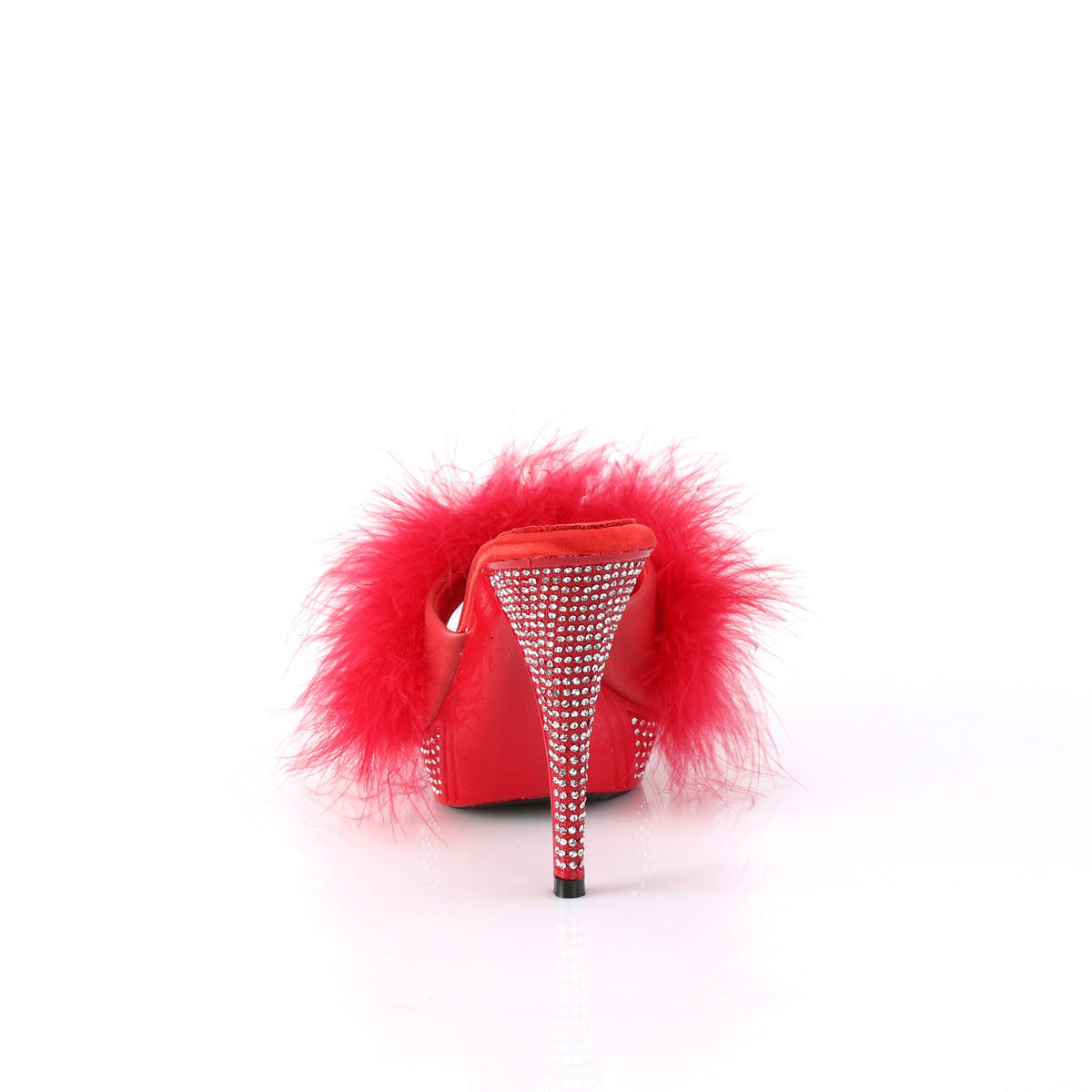 Fabulicious   ELEGANT-401f Red Marabou-Faux Leather/Red