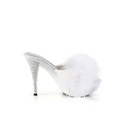 Fabulicious   ELEGANT-401F Wht Marabou-Faux Leather/Wht