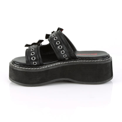 DemoniaCult Womens Sandals EMILY-100 Blk Vegan Leather