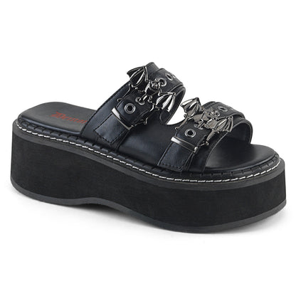 DemoniaCult Womens Sandals EMILY-100 Blk Vegan Leather