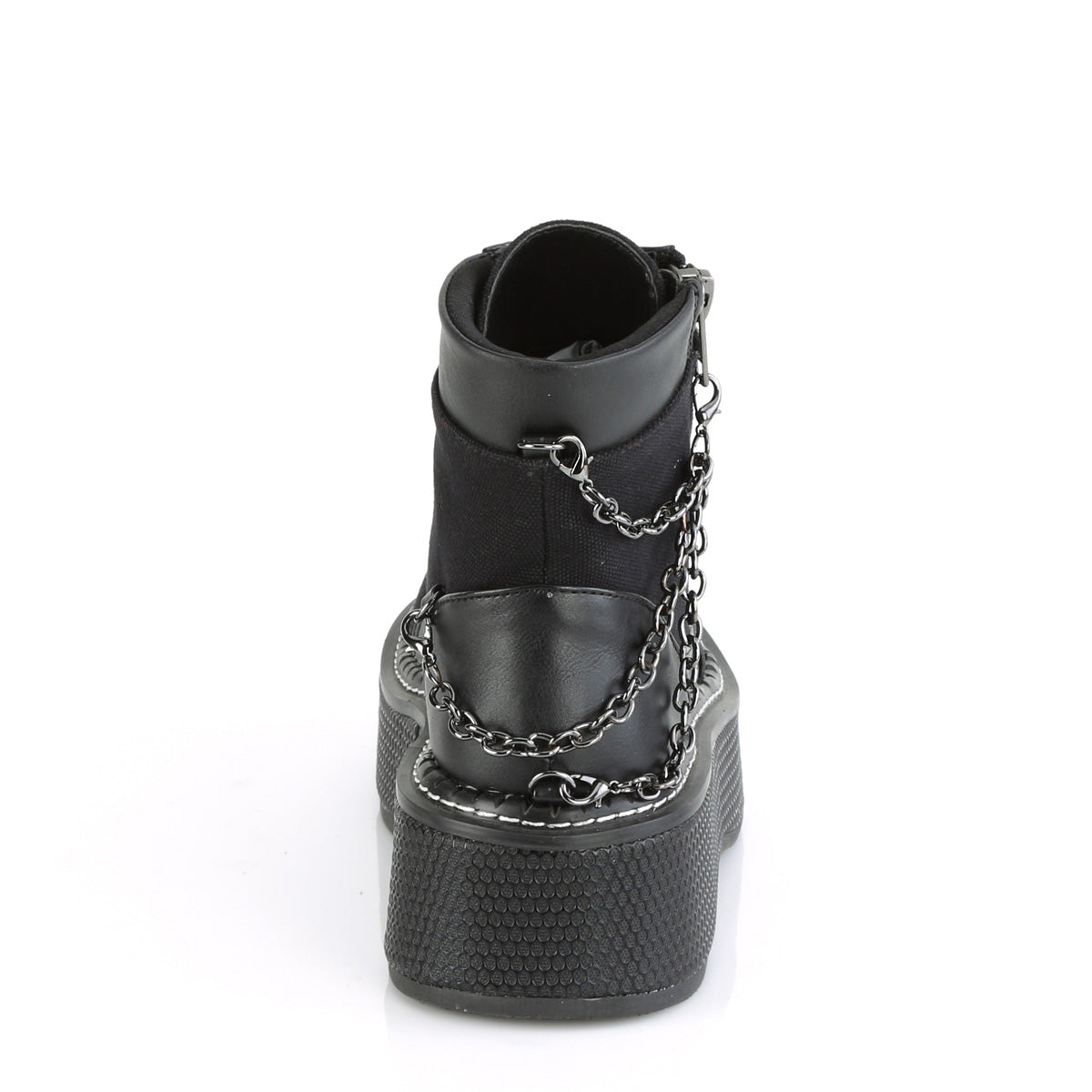 DemoniaCult Botas de tobillo para mujeres EMILY-114 BLK LANVAS-VEGAN PULO