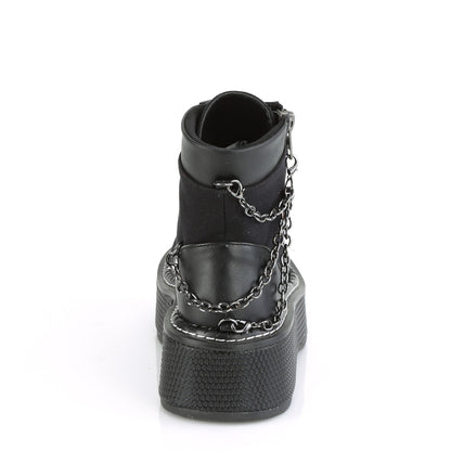 DemoniaCult Botas de tobillo para mujeres EMILY-114 BLK LANVAS-VEGAN PULO
