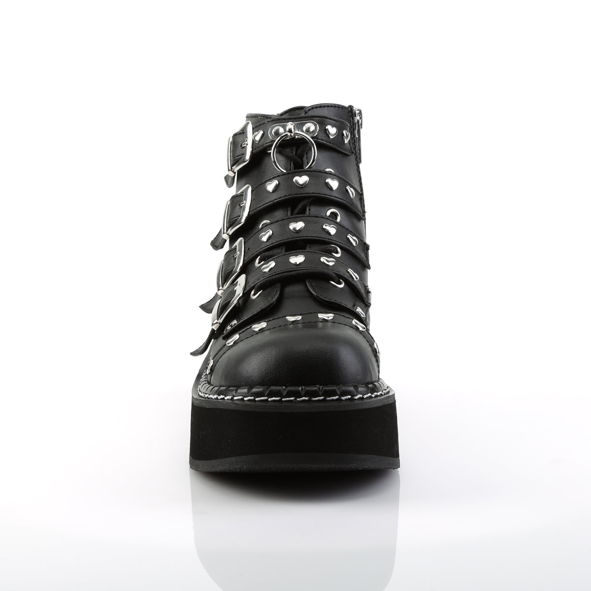 DemoniaCult Botas de tobillo para mujeres EMILY-315 BLK de cuero vegano