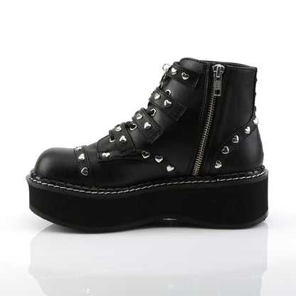 DemoniaCult Botas de tobillo para mujeres EMILY-315 BLK de cuero vegano