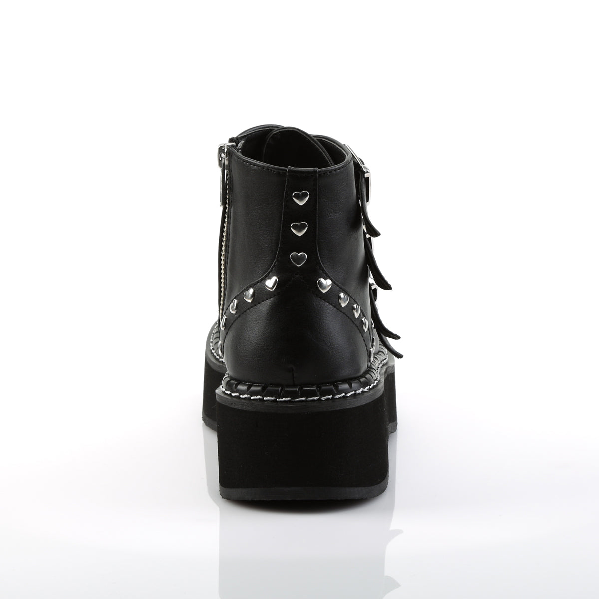 DemoniaCult Botas de tobillo para mujeres EMILY-315 BLK de cuero vegano