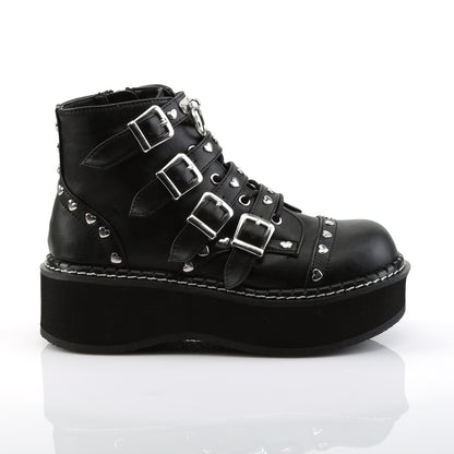 DemoniaCult Botas de tobillo para mujeres EMILY-315 BLK de cuero vegano