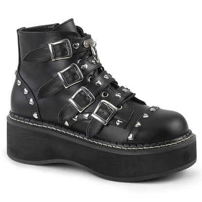 DemoniaCult Botas de tobillo para mujeres EMILY-315 BLK de cuero vegano