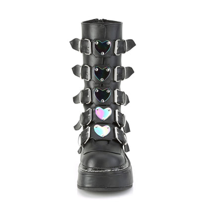 DemoniaCult Botas de mujer EMILY-330 BLK de cuero vegano