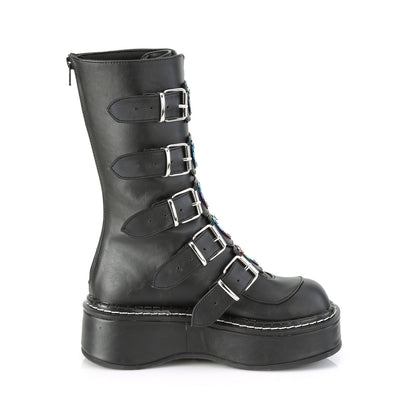 DemoniaCult Botas de mujer EMILY-330 BLK de cuero vegano