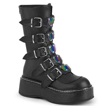 DemoniaCult Botas de mujer EMILY-330 BLK de cuero vegano