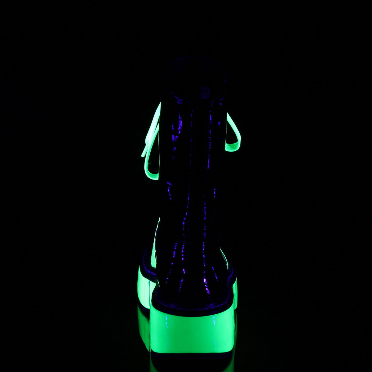 DemoniaCult Botas de mujer EMILY-350 Blk Pat-Uv Neon Green
