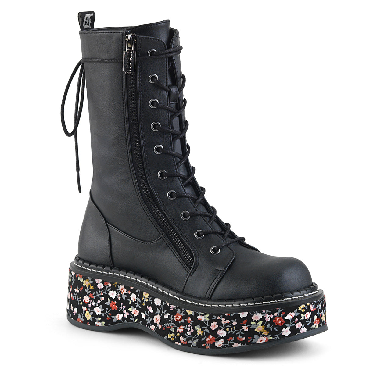 DemoniaCult Botas de mujer EMILY-350 tela de cuero vegano de cuero vegano