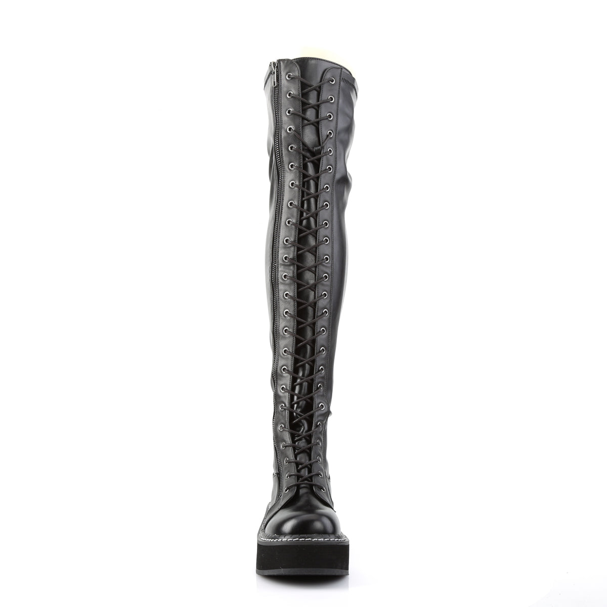 DemoniaCult Botas de mujer EMILY-375 Blk str cuero vegano