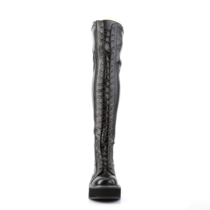 DemoniaCult Botas de mujer EMILY-375 Blk str cuero vegano