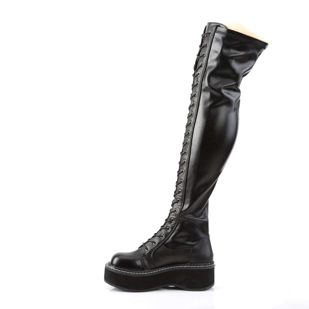 DemoniaCult Botas de mujer EMILY-375 Blk str cuero vegano