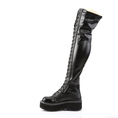DemoniaCult Botas de mujer EMILY-375 Blk str cuero vegano