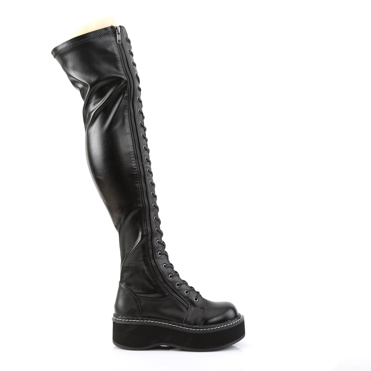 DemoniaCult Botas de mujer EMILY-375 Blk str cuero vegano