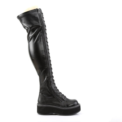 DemoniaCult Botas de mujer EMILY-375 Blk str cuero vegano