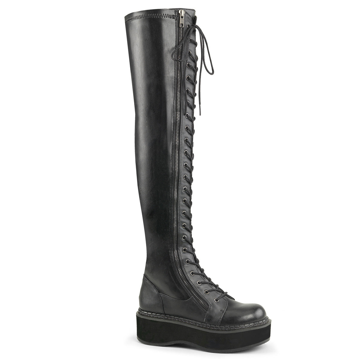 DemoniaCult Botas de mujer EMILY-375 Blk str cuero vegano