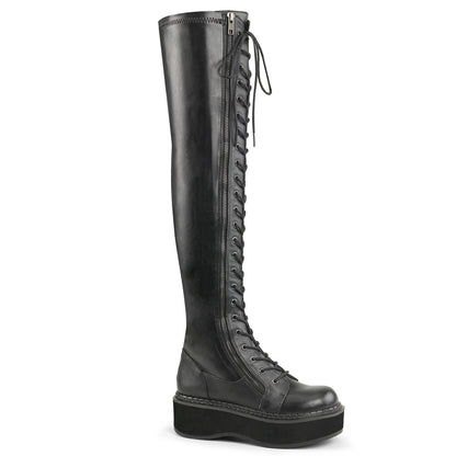 DemoniaCult Botas de mujer EMILY-375 Blk str cuero vegano