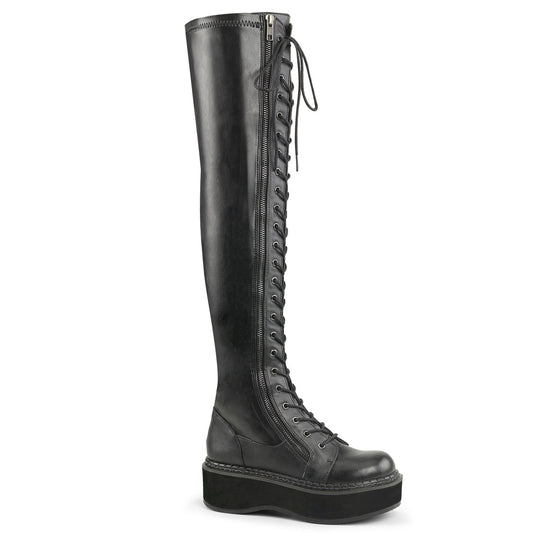 DemoniaCult Botas de mujer EMILY-375 Blk str cuero vegano