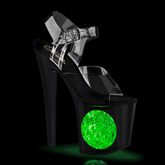 Pleaser   ENCHANT-708LT-Circle CLR/BLK-SLV GLITT