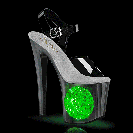 Pleaser   ENCHANT-708LT-Circle CLR/SLV-SLV GLITTER