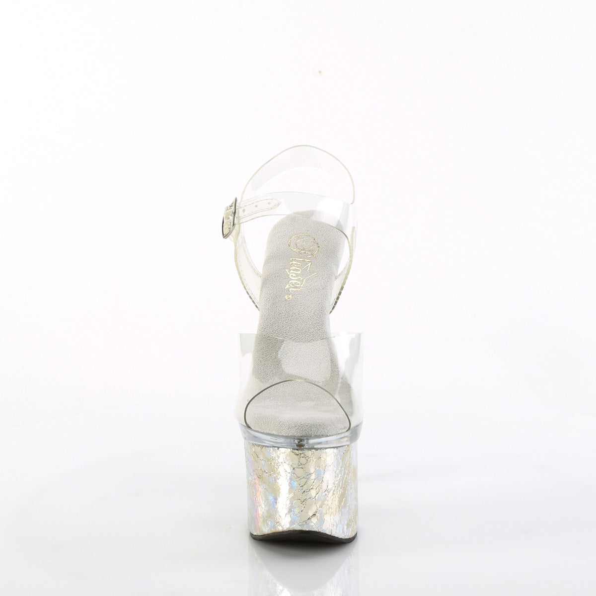 Pleaser  Sandals ESTEEM-708CK Clr/Clr-Slv Holo Crackle