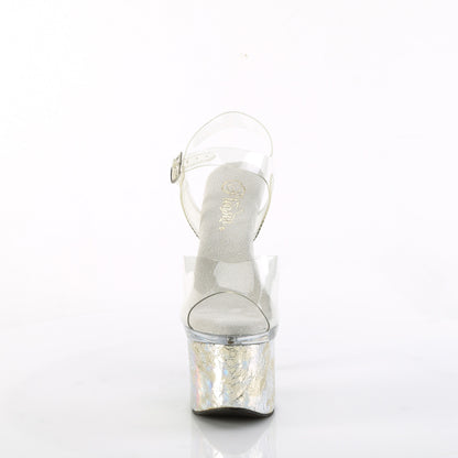 Pleaser  Sandals ESTEEM-708CK Clr/Clr-Slv Holo Crackle