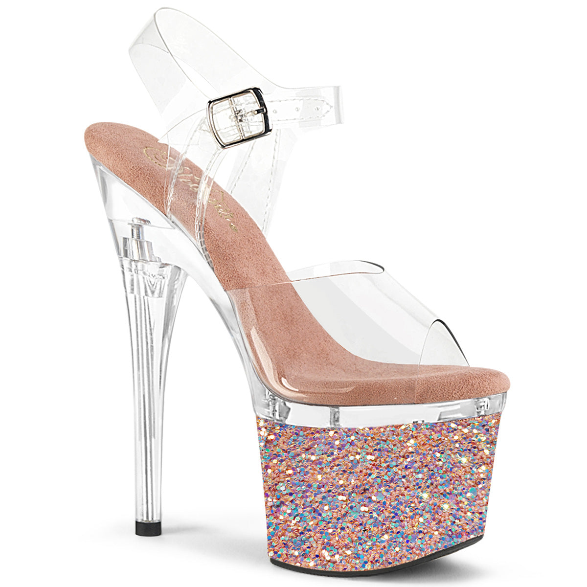 Pleaser  Sandalias ESTEEM-708lg CLR/CLR-Rose Gold Glitter