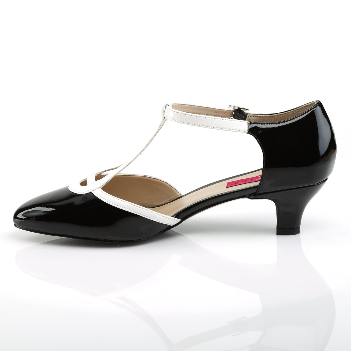 Pleaser Pink Label Bombas para mujer FAB-428 BLK-WHT PAT / WHT