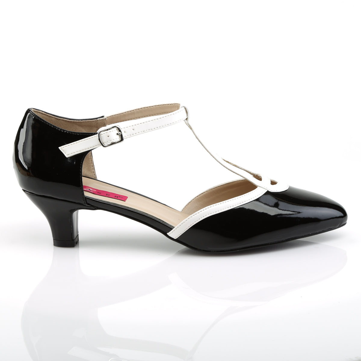 Pleaser Pink Label Bombas para mujer FAB-428 BLK-WHT PAT / WHT