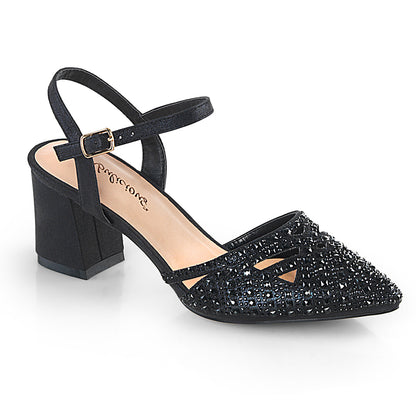 Fabulicious Womens Pumps FAYE-06 Blk Shimmering Fabric
