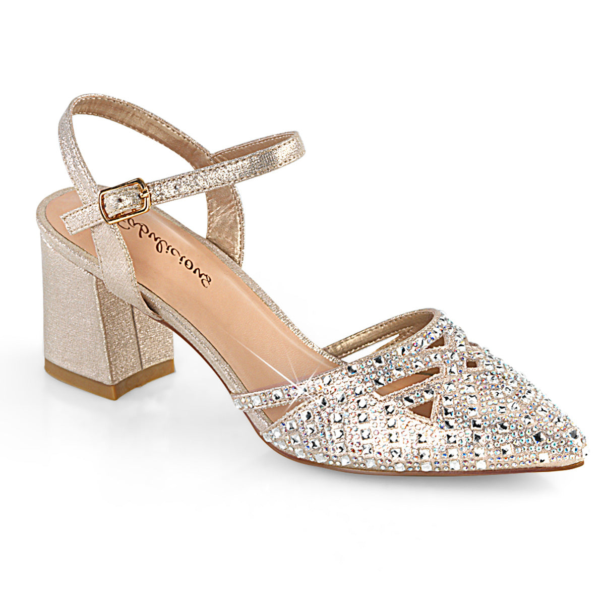 Fabulicious Womens Pumps FAYE-06 Champagne Shimmering Fabric