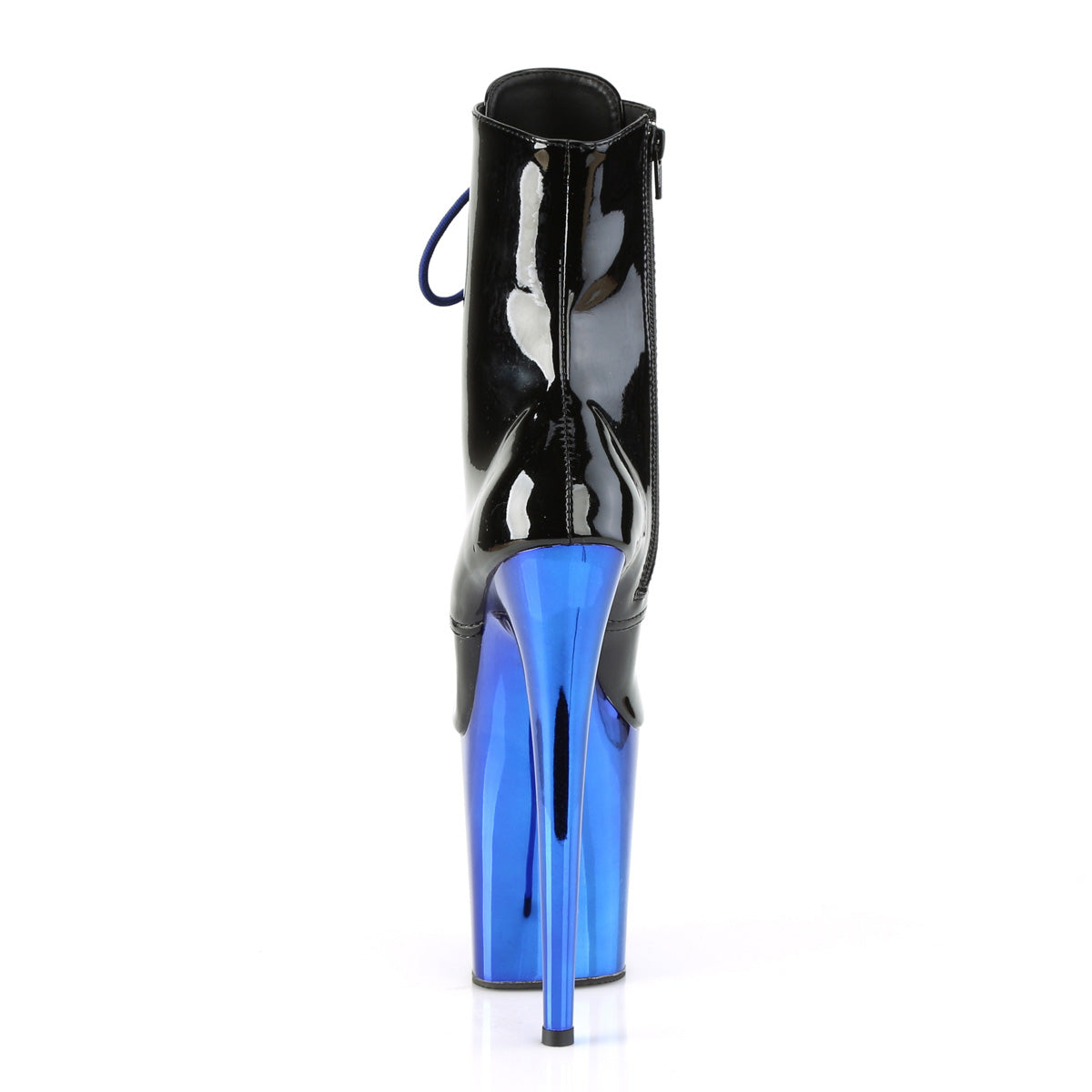 Pleaser Botas de tobillo para mujer FLAMINGO-1020 BLK PAT / Royal Blue Chrome