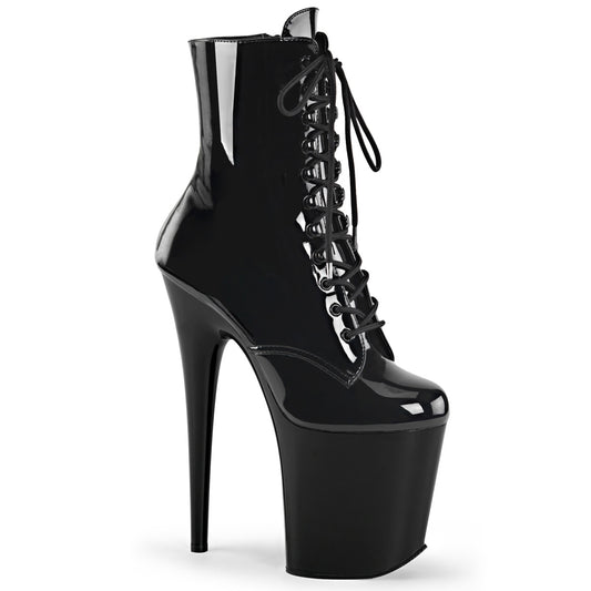 Pleaser Womens Ankle Boots FLAMINGO-1020 Blk Pat/Blk