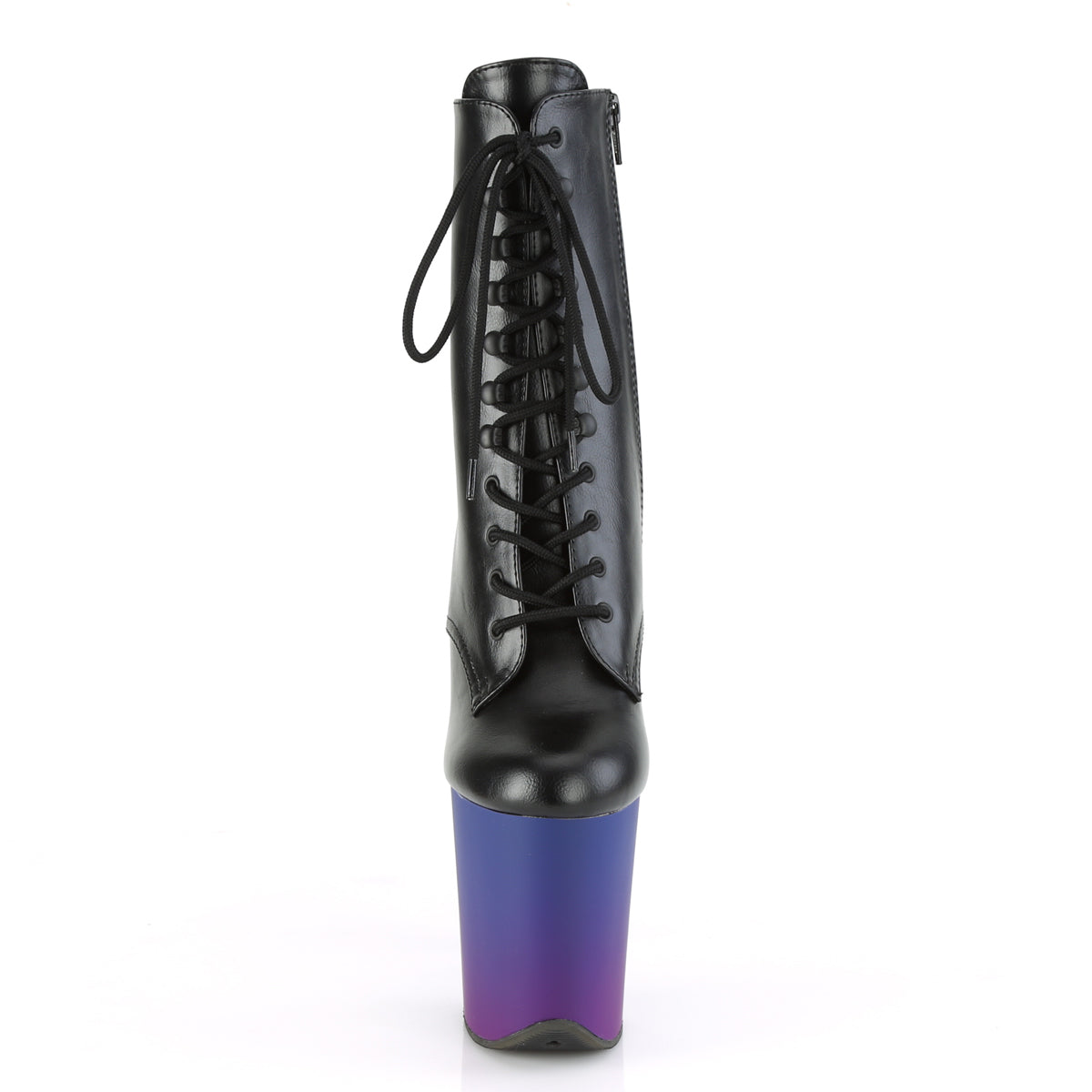 Pleaser Botas de tobillo para mujer FLAMINGO-1020bp Blk Faux Cuero / Blue-Purple Ombre